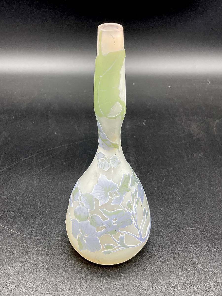 公式超特価 エミールガレ 睡蓮文花瓶 34.5cm　Emile Galle 被せガラス ガラス