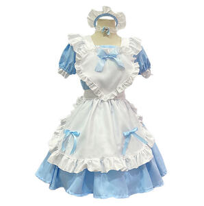 [.] One-piece made clothes Lolita an educational institution festival Halloween festival Event pannier costume play clothes light blue 