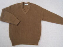 Vネックセーター・セーター・茶系・毛１００％・ザックリセーター・M_画像1