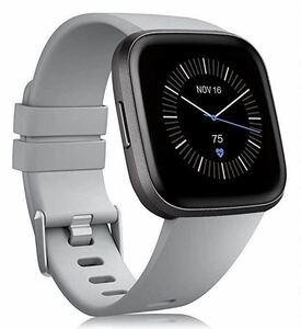 Fitbit Versa 2 / Versa Lite 替えベルト 交換バンド ラバーベルト　Sサイズ　グレー