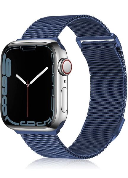 Apple Watchアップルウォッチ バンド42/44/45/49mm 交換ベルト 金属ステンレス 磁石留め シリーズ2345678SE対応 工具不要 ブルー