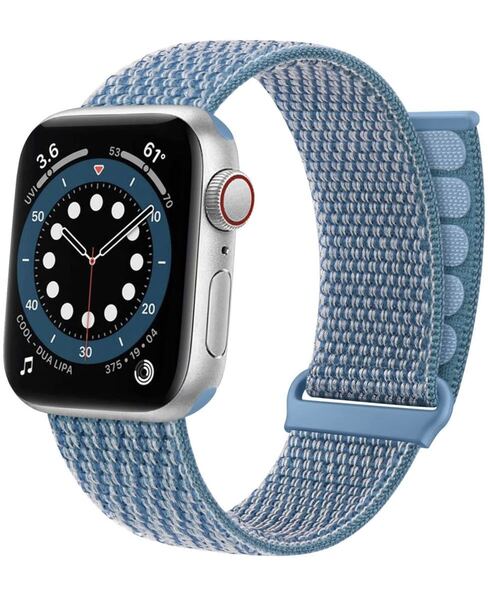 Apple アップルウォッチバンド 38/40/41mm ナイロンバンド 交換ベルト 替えベルト シリーズ2345678SE対応 マジクテープ ブルー