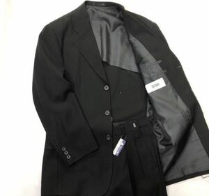 【ウール100%激安礼服★サイズY7】新品タグ付き　3つボタンシングルスーツ 漆黒フォーマル 2タック アジャスター　礼服買うならココ