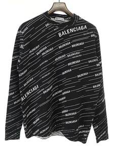 BALENCIAGA バレンシアガ ロゴ総柄クルーネックニットセーター ブラック XS レディース
