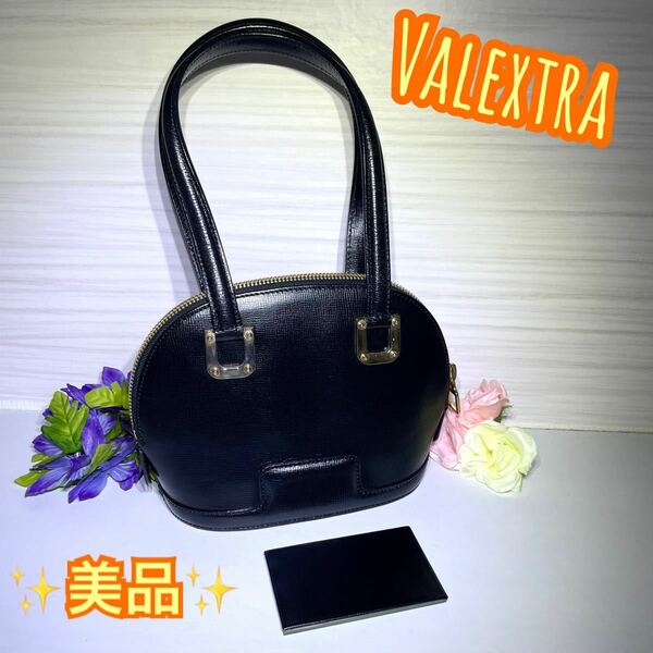 【美品】 Valextra ヴァレクストラ レザー 本革 ハンドバッグ ブラック 黒