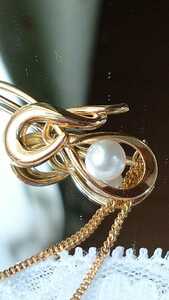 艶やかパールピンブローチゴールドカラー 本真珠 