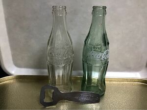 カナダ製コカコーラ瓶と、昭和レトロ瓶と栓抜き