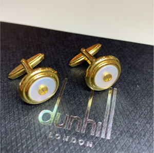 ☆美品☆dunhill ダンヒル カフス シェル dロゴ ゴールドカラー