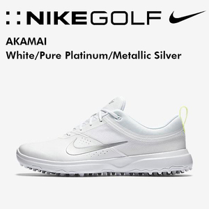 26cm Nike красный мой белый чистый платина туфли для гольфа NIKE AKAMAI GOLF SHOES White/Pure Platinum/Metalic Silver