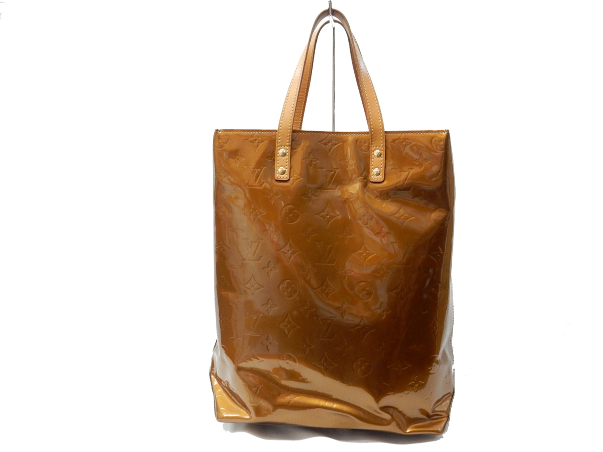 【保存袋】ルイヴィトン LOUIS VUITTON リードMM モノグラム ヴェルニ ベージュ トートバッグ ハンドバッグ M91143 ブロンズ エナメル