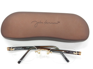 レア K18 ジョン・レノン 限定 18金フレーム 度付き JL101K 日本製 ツーポイント 眼鏡 メンズ JOHN LENNON ゴールド 金無垢