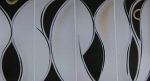 Art hand Auction Sato Tamochi, [Skunk Basho Mandala (pintura de puerta corrediza del templo Kanonji No.8)], De una rara colección de arte enmarcado., Nuevo marco incluido, En buena condición, gastos de envío incluidos, Cuadro, Pintura al óleo, Pintura abstracta