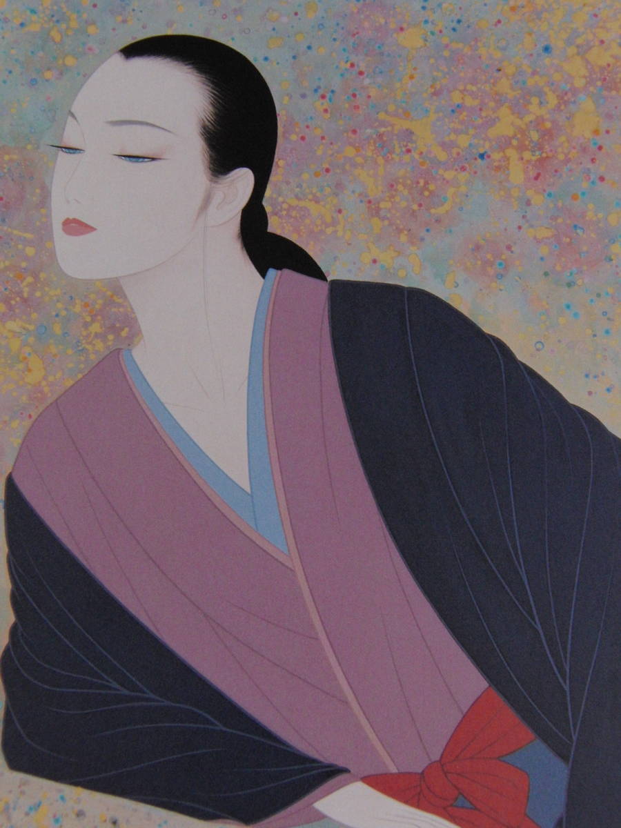 鹤田一郎, [花女], 来自罕见的装裱艺术收藏, 包含新框架, 状况良好, 已含邮费, 美丽, 绘画, 油画, 肖像