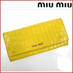 Miu Miu Long Wallet Croco -tone Непосредственная доставка [используется] x11097