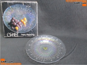 JA68 食器 KAMEI GLASS/カメイガラス/カメイグラス SC-1209-1 「花火大皿」 未使用品 箱付き CRAFT Happy Happeninng ガラス皿