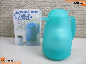 JH69 未使用品 TABLE POT/テーブルポット/卓上ポット 500ml 123×123×195㎜ ブルー系 箱付き ホットドリンク 白湯