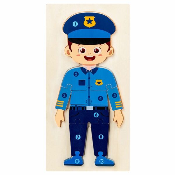 知育玩具　木製おもちゃ　パズル　警察官 