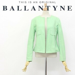 ◆BALLANTYNE/バランタイン コットン ボタンレス ノーカラー ジャケット パステルグリーン 42