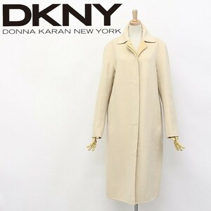 ◆DKNY/ダナキャラン アンゴラ混 ダブルフェイス ウール コート ライトベージュ P