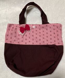 ハンドメイド和柄のランチトートバッグ(麻の葉模様)