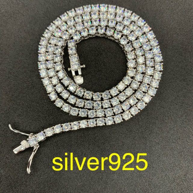 シルバー silver925 3㎜18インチ ジルコニア ダイヤ テニスチェーン-