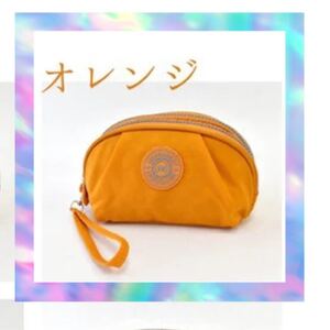 MERRIMENT ポーチ 化粧ポーチ コスメポーチ バッグインバッグ 小物入れ 無地 オレンジ色
