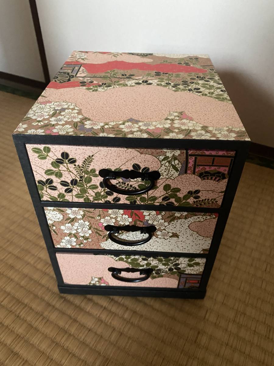 Handmade small chest of drawers with wooden washi paper (small), handmade works, furniture, Chair, chest of drawers, chest