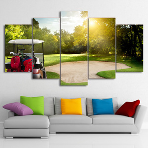 Art hand Auction c58 ☆ Art Panel ☆ 5er Set (mit Holzrahmen) ☆ Golfplatz Golfplatz Sport Art Poster, Kunstwerk, Malerei, Andere