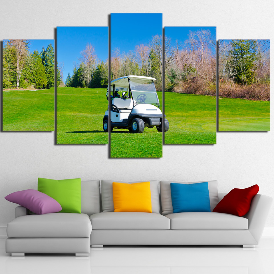 c60 ☆ Panel de arte ☆ Juego completo de 5 (con marco de madera) ☆ Campo de golf Campo de golf Póster de arte deportivo, obra de arte, cuadro, otros