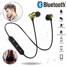 Bluetooth　イヤホン　ワイヤレスイヤホン iPhone　アンドロイド　対応 イヤホンマイク 両耳　USB 充電 高音質 重低音 ゴールド_画像1