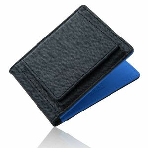 【訳あり】【送料込み】小銭入れ メンズ カードケース コインケース 薄型 財布 二つ折り マネークリップ【ブラック/ブルー】