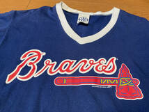 80s 90s ヴィンテージ USA製 BRAVES アトランタブレーブス Vネック リンガー Tシャツ MLB ベースボール 両面プリント アメカジ_画像8