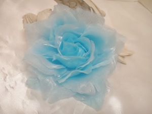 ! new goods corsage hair clip [ high quality / coming-of-age ceremony go in . type graduation ceremony wedding / lame auger nji-/ large flower / flower / rose / rose / pastel blue ]!