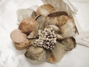 ! new goods corsage hair clip [ high quality / coming-of-age ceremony go in . type graduation ceremony wedding / auger nji-& velour / large flower / flower /. equipped / pearl Brown / tea ]!