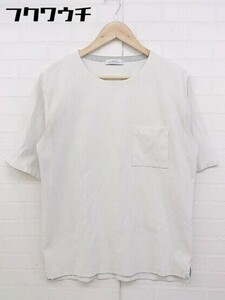 ◇ green label relaxing UNITED ARROWS 胸ポケット 半袖 Tシャツ カットソー サイズL アイボリー系 メンズ