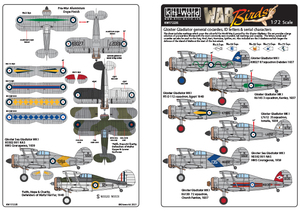 Kits-World(172235)1/72 グロスターグラディエーター用国籍マーク、識別番号のデカール(Part2)