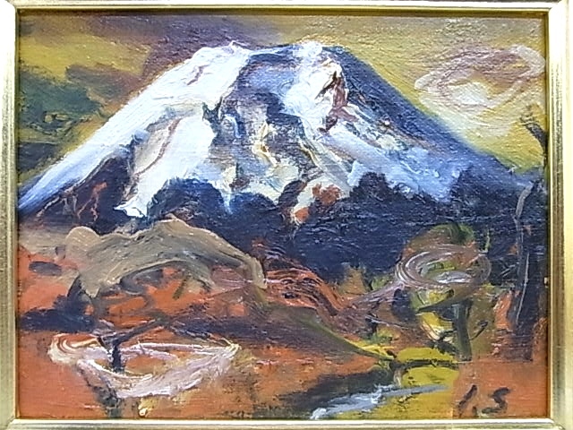 e7490 保证正品 Isamu Shimada Fuji Fuji 的油画风景画 F0 尺寸画框, 绘画, 油画, 自然, 山水画