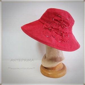  unused * Anteprima * wide‐brimmed hat *.. core &.. reverse side parasol for 1 class shade cloth use shade UV..* red 