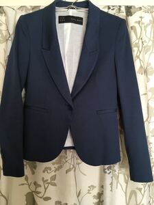 テーラードジャケット/1つボタン/ウエスト絞り/裾広がり/肩パッド入り【ZARA】