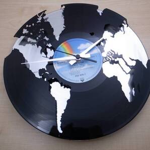 レコード盤クロック●WORLD 世界地図●イタリア製●ディスコクロック・ダブルデッカー・コレクション●シルバー