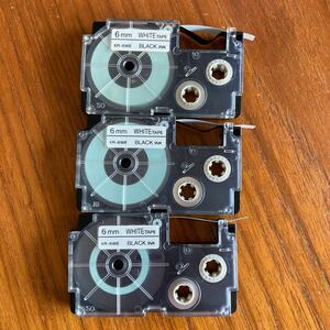 CASIO カシオ　ネームランド　カートリッジ　XR-6WE 6ミリ　黒文字　白テープ