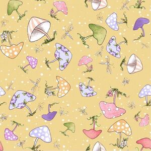 再販 90*USAコットン ロラライハリス Very Fairy Mushroom Toss フェアリー ハンドメイド 輸入生地
