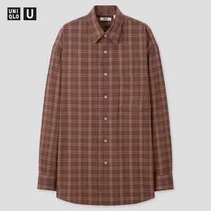 UNIQLO U ライトフランネルワイドフィットチェックシャツ（長袖） Lサイズ WINE 新品 完売 ユニクロユー レア LEMAIREコラボ