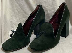 book@ leather high heel pumps 38 size 24cm corresponding Rogan suede style moss green series 12.100 jpy goods unused goods 