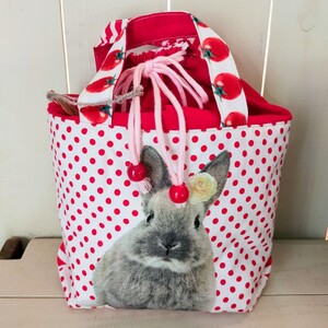 うさぎ ランチバッグ ミニトートバッグ ハンドメイド 巾着