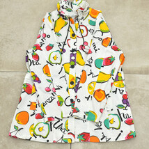 Deformation collar pop art fruit print shirt jktレディース M相当 ポップ デザイン フルーツ 総柄_画像7