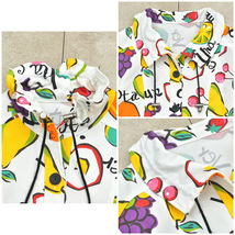 Deformation collar pop art fruit print shirt jktレディース M相当 ポップ デザイン フルーツ 総柄_画像4