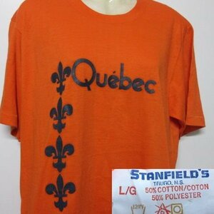 アメリカ製　オールド　Tシャツ ML オレンジ　ケベック　フランス領　stanfields 美ユーズド　タグ 年代80s ヴィンテージ　USA古着　sy186