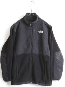 ガールズ XL レディース M 程■ ノースフェイス フルジップ フリース ナイロン 切替 デナリ ジャケット 古着 The North Face DENALI 黒 x黒