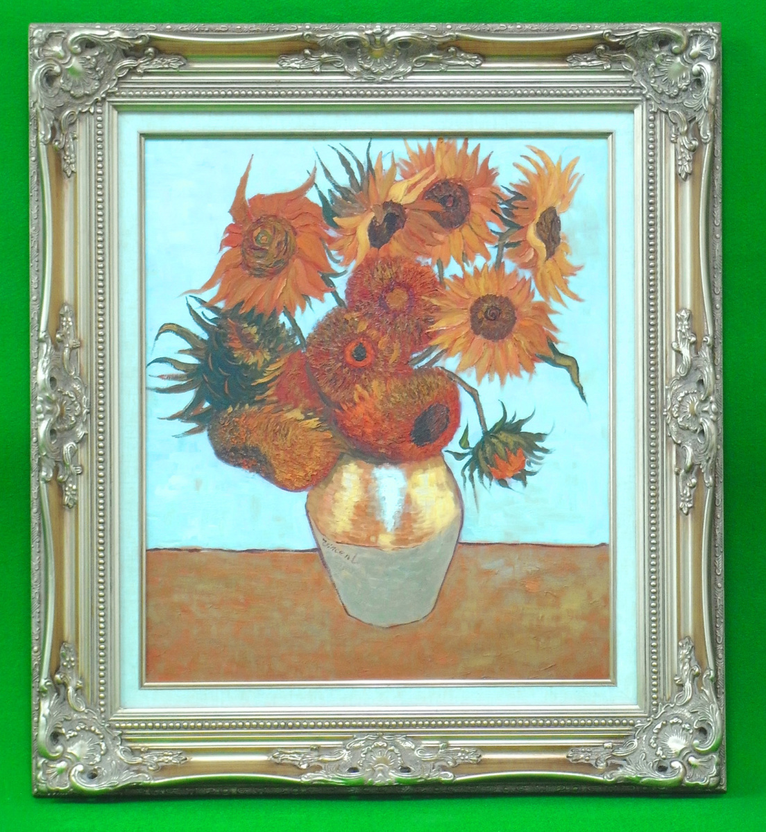 Reproduction d'un chef-d'œuvre de peinture à l'huile peinte à la main, nouveau tournesol Van Gogh, magnifique peinture à l'huile, cadre n° 10, largeur env. 66 cm x Hauteur env. 72 cm, peinture, peinture à l'huile, peinture religieuse